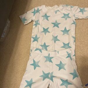 Primary Kids Pajama Set in White and Blue Stars